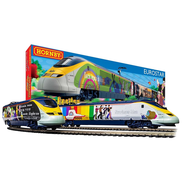 HORNBY EUROSTAR YELLOW SUBMARINE HO TRAIN SET  ( disc when sold out )