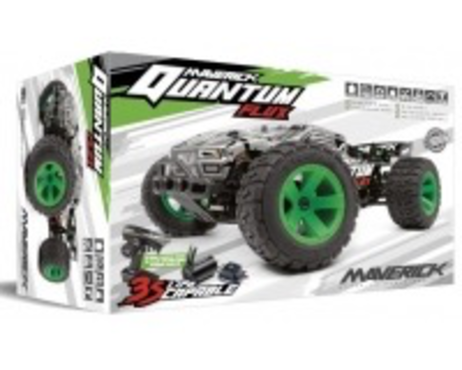 Maverick MV150206 GREEN Quantum XT 1/10 4WD Flux Brushless Electric Truggy WITH WING Requires