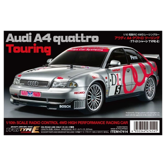 TAMIYA TAMIYA Audi Quattro A4 Touring 1:10 Scale Kit, Shaft Driven 4WD TT-01E Chassis. Includes : TBLe-02s Electronic speed controller