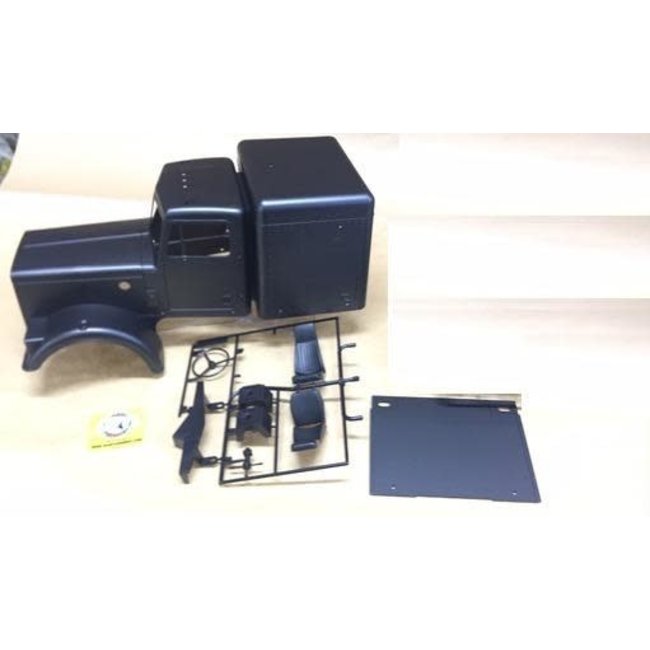 TAMIYA TRACTOR TRUCK 1/14 GRAND HAULER / KING HAULER  BODY METALIC  BLACK EDITION. COMPLETE WITH  INTERIOR. Does not include floor pan, chrome parts, lights or wiindows. PARTS SUPPLIED ARE AS PER PHOTO