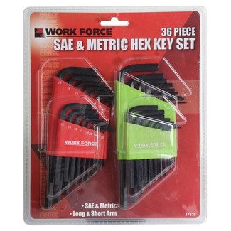 WES COMPONENTS WORK FORCE HEX KEY SETS 36 PIECE - IMPERIAL & METRIC