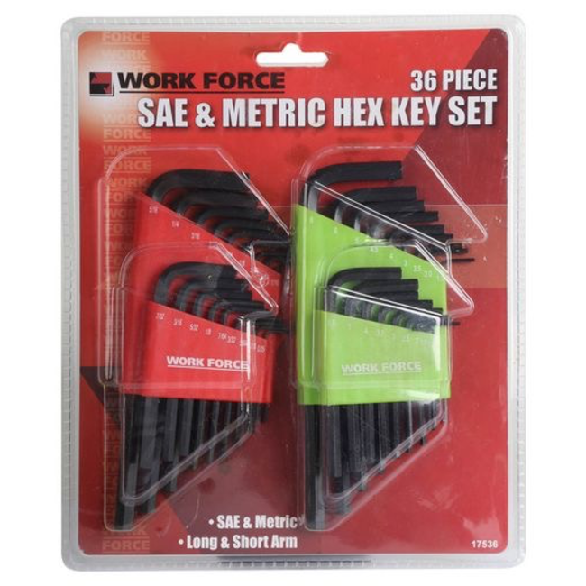 WORK FORCE HEX KEY SETS 36 PIECE - IMPERIAL & METRIC