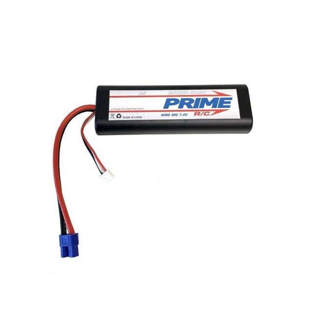 Prime RC 4000mAh 2S 7.4v 30C LiPo Battery, Round Hard Case with EC3 Connector