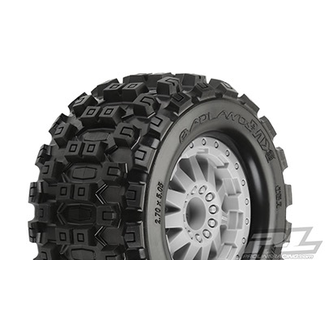 PROLINE PROLINE Badlands MX28 2.8" All Terrain Tires Mounted for Electric Stampede Rear, Mounted on F-11 Stone Gray Wheels