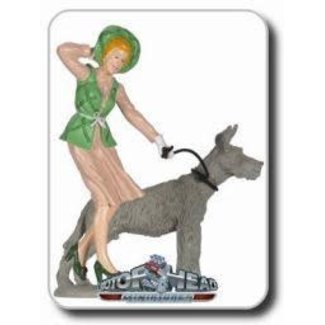 MOTOR HEADS MOTOR HEADS 1/24 EMILY WALKING BIG GRAY DOG  YELLOW/CREAM  OR PINK/RED OR GREEN/TAN   874932002919