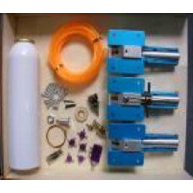 HY AIR UP/DOWN RETRACT SETS 120+ SIZE SET WITH OLEOS IN ALLOY/PLASTIC DISPLAY CASE ( WHEELS NOT INCLUDED ) ( OLD CODE HY250502B )