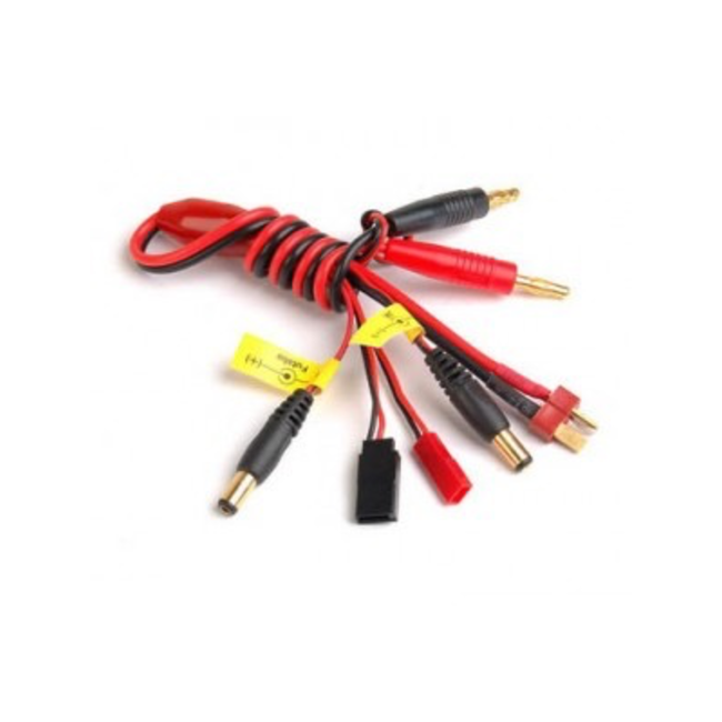 HY MULTI CHARGE LEAD (SPIDER) CONNECTIONS BELOW 4MM BANANA TO (T-PLUG, JST, GLOW, FUT-JR RX, FUT-JR TX, & BLANK CABLES) (OLD CODE HY222702 )