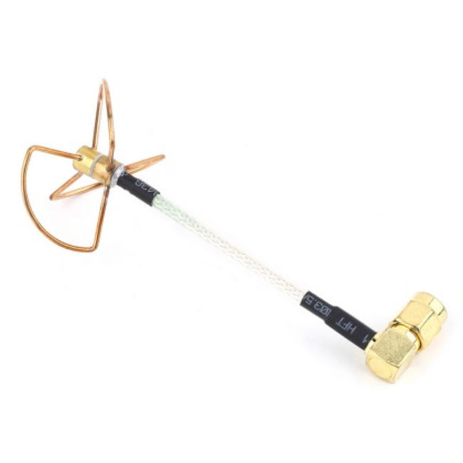 FPV 5.8GHZ CIRCULAR POLORIZED ANTENNA TX NO CASE FEMALE 90 DEGREE PLUG