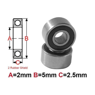 BEARINGS BEARING  5 x 2 x 2.5 mm ( 2RS ) RUBBER SEALED     MR52-2RS