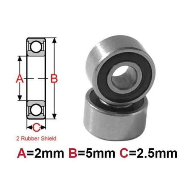 BEARING  5 x 2 x 2.5 mm ( 2RS ) RUBBER SEALED     MR52-2RS