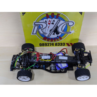 TAMIYA TAMIYA VINTAGE TA03F TRF KAWADA CARBON CHASSIS  & RX COMBO TP RC SYSTEM  SPEED CONTROL  WITH PERIOD CORRECT BATTERY ( DEAD )  VARIOUS UPGRADES SEE PHOTOS