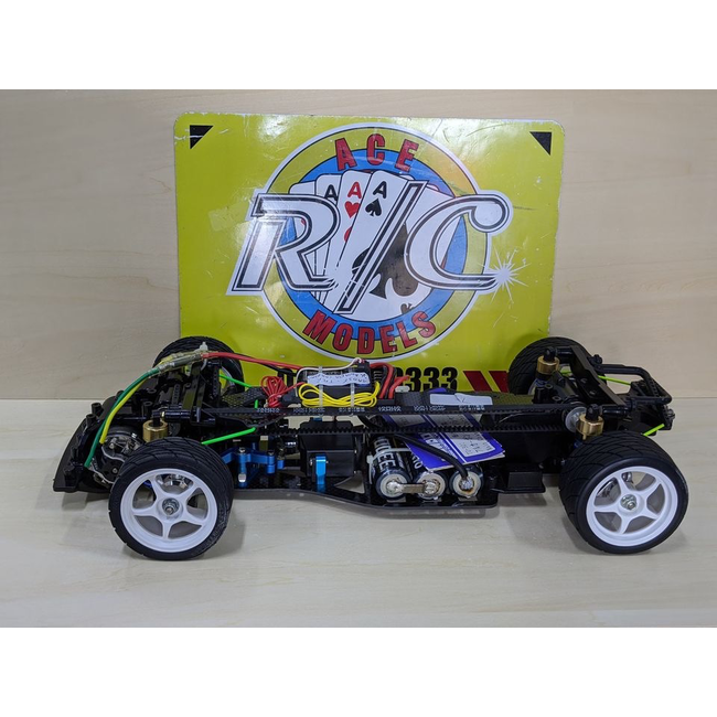 TAMIYA VINTAGE TA03F TRF KAWADA CARBON CHASSIS  & RX COMBO TP RC SYSTEM  SPEED CONTROL  WITH PERIOD CORRECT BATTERY ( DEAD )  VARIOUS UPGRADES SEE PHOTOS