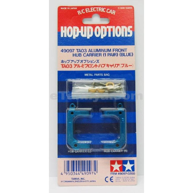 TAMIYA TA03 ALUMINIUM FRONT HUB CARRIER BLUE