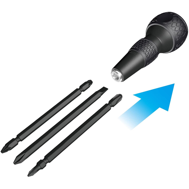 VESSEL BALL GRIP 1/4'' Hex. Bit Interchangeable Screwdriver (Bit 3PC. (+1, 3 / +2, -6 / PZ2, PZ3) SET. 220W3J1)    SUITS  ALL  JAPANESE  BRANDS