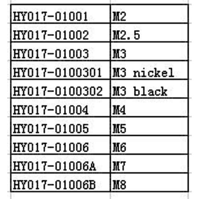 HY METRIC NUT STD 3mm ( 100 PK ) ( OLD CODE HY171001B )
