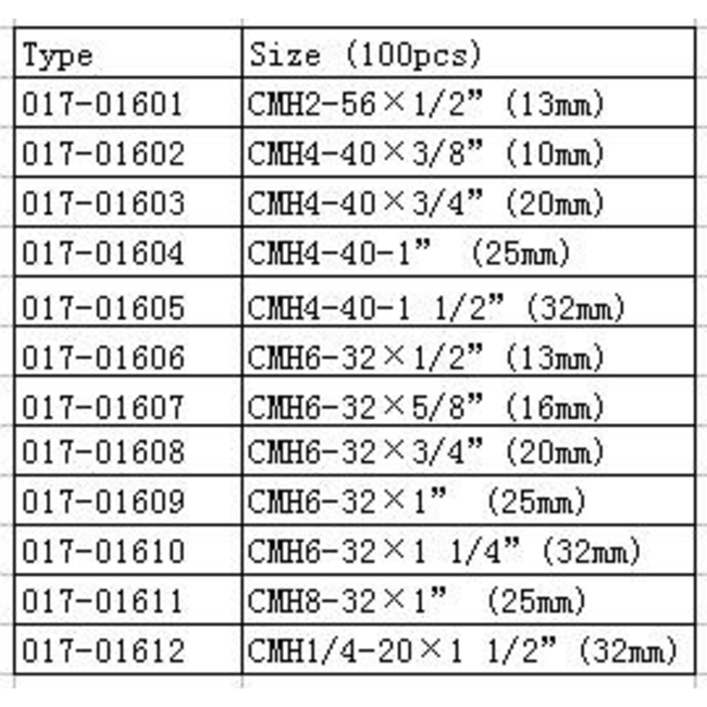 HY IMPERIAL ALLEN KEY SCREW 2-56 x 1/2i (100 PK) ( OLD CODE HY171601 )
