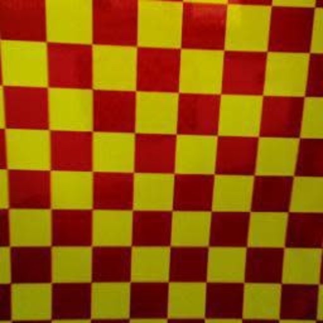HY COVERING CHECKERS RED &  YELLOW  638MM  2MT ( 30mm squares ) ( OLD CODE HY440403 )