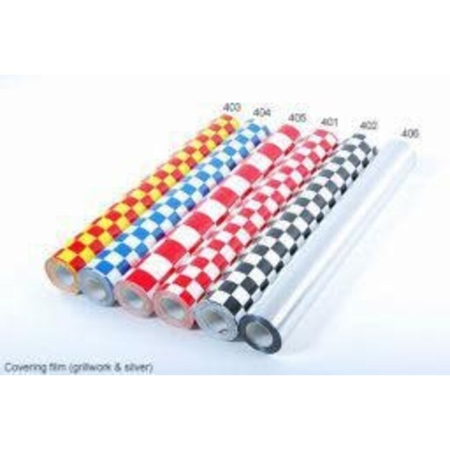 HY COVERING CHECKERS RED &  YELLOW  638MM  2MT ( 30mm squares ) ( OLD CODE HY440403 )