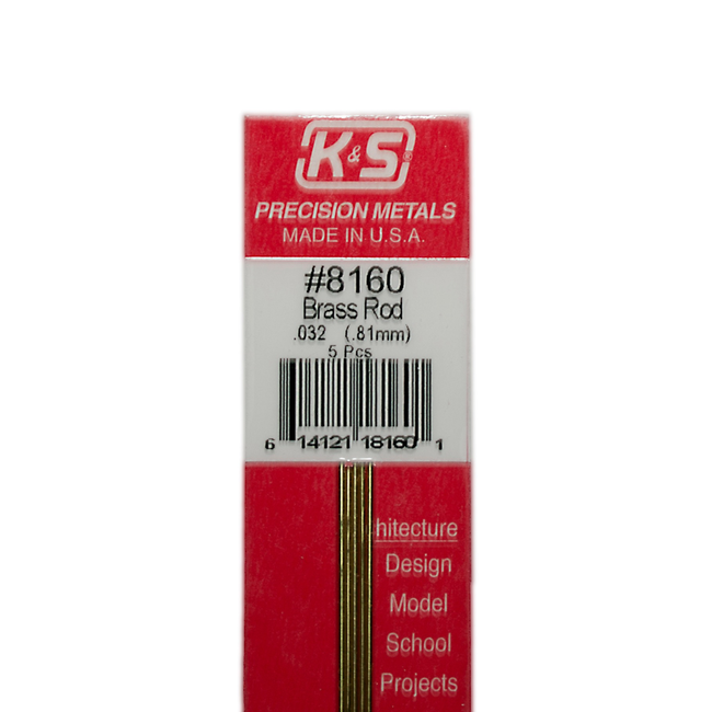 K & S BRASS ROD 12i 1/32 5pcs
