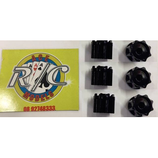 ACE RADIO CONTROLLED MODELS ACE 1:14 TRUCK HUBS  BLACK 3 PAIRS ( ENOUGH FOR 3 AXLES )