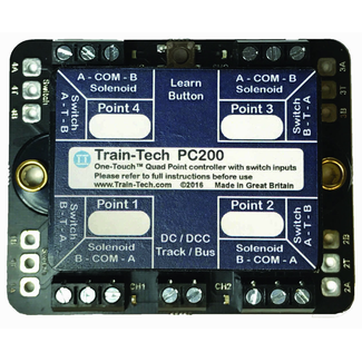 TRAIN TECH DCP UK PC200 Quad One-Touch DCC Point controller with multiple Route Store & Switch control