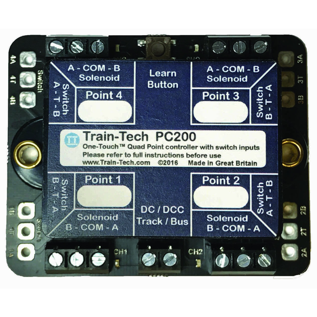 PC200 Quad One-Touch DCC Point controller with multiple Route Store & Switch control