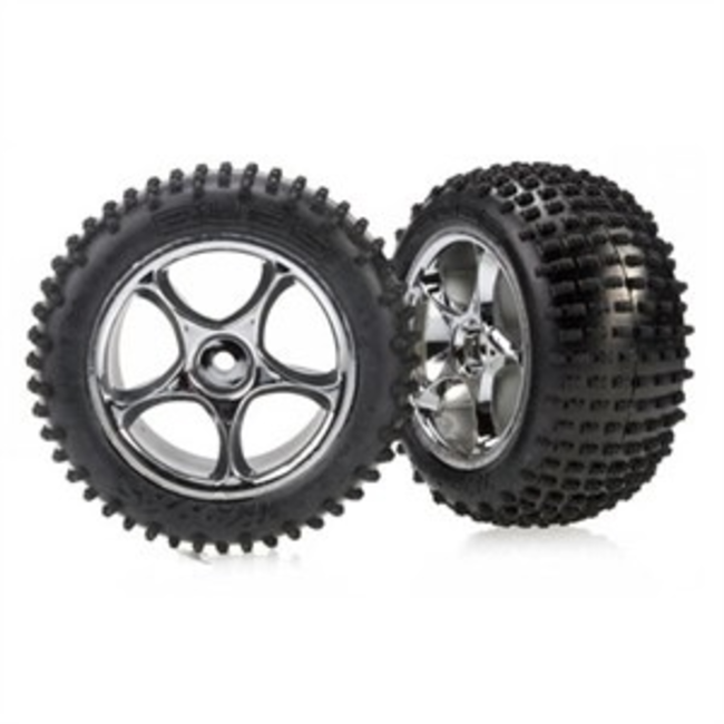 TRAXXAS TIRES AND WHEELS TRACER 2.2" CHROME WHEELS ALIAS 2.2" TIRES
