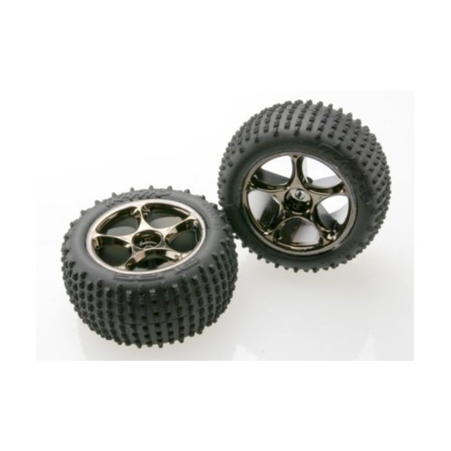TRAXXAS TIRES AND WHEELS TRACER 2.2" CLACK CHROME WHEELS ALIAS 2.2" TIRES