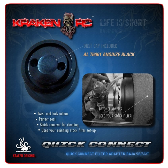 KRAKEN RC QUICK CONNECT FILTER ADAPTER FOR BAJA 5B/5T/5SC  KQC-746B