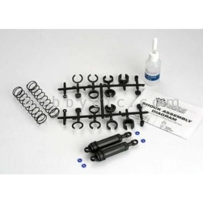 TRAXXAS ULTRA SHOCKS BLACK (XX-LONG) COMPLETE W/SPRING PRE LOAD SPACERS & SPRINGS (REAR) (2)  3762