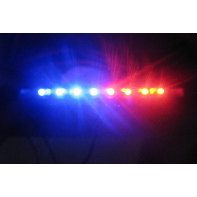 ACE SCALE POLICE LIGHT BAR RED/BLUE FRONT YELLOW REAR 9 FLASH PATTERNS 12 VOLT