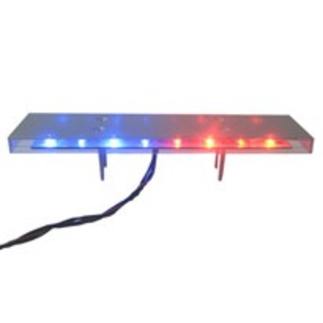 ACE SCALE POLICE LIGHT BAR RED/BLUE FRONT YELLOW REAR 9 FLASH PATTERNS 12 VOLT