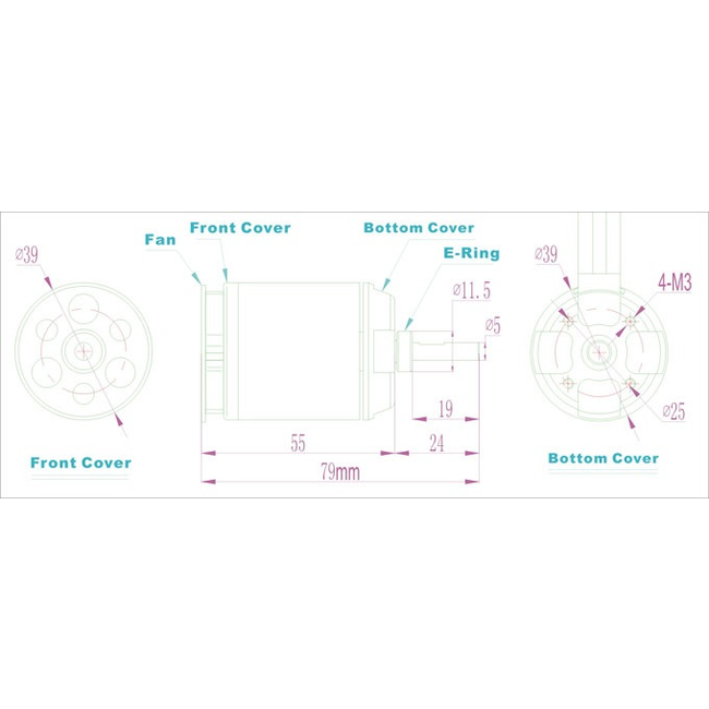 HY EMAX OUTRUNNER MOTOR HELI HL 2832 SUITS 500 CLASS HELICOPTER  4S LIPO 960 KV 30X26mm  232gr