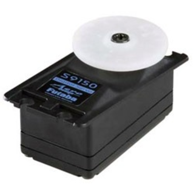 FUTABA DIGITAL SERVO L.PRO ( 1 DAMAGED MOUNTING LUG SPECIAL PRICE )   S9150  Modulation: 	Digital Torque: 4.8V:81.0 oz-in (5.83 kg-cm) Speed: 4.8V:0.18 sec/60¬∞ Weight: 	1.87 oz (53.0 g) Dimensions: 	 Length:1.89 in (48.0 mm) Width:1.06 in (26.9 mm) Heigh