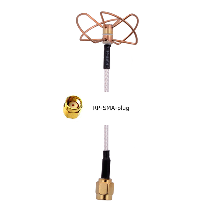 FPV 5.8GHZ CIRCULAR POLORIZED ANTENNA RX NO CASE FEMALE STRAIGHT PLUG
