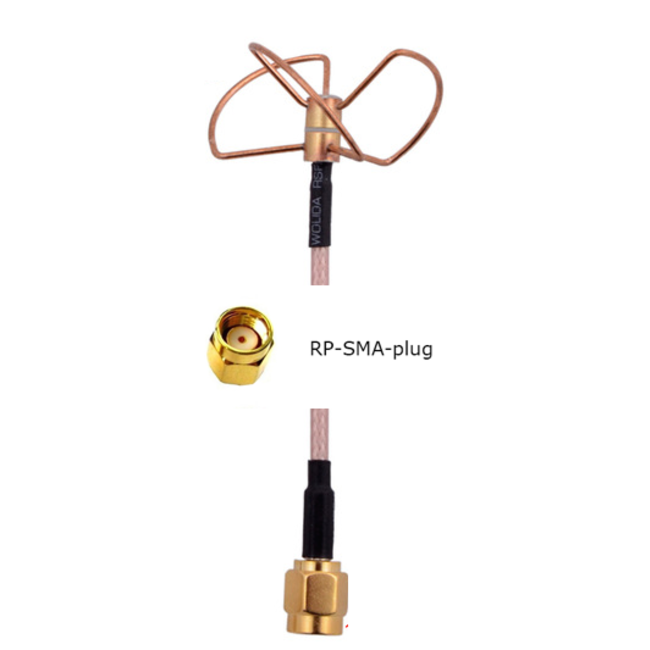 FPV 5.8GHZ CIRCULAR POLORIZED ANTENNA TX NO CASE FEMALE STRAIGHT PLUG