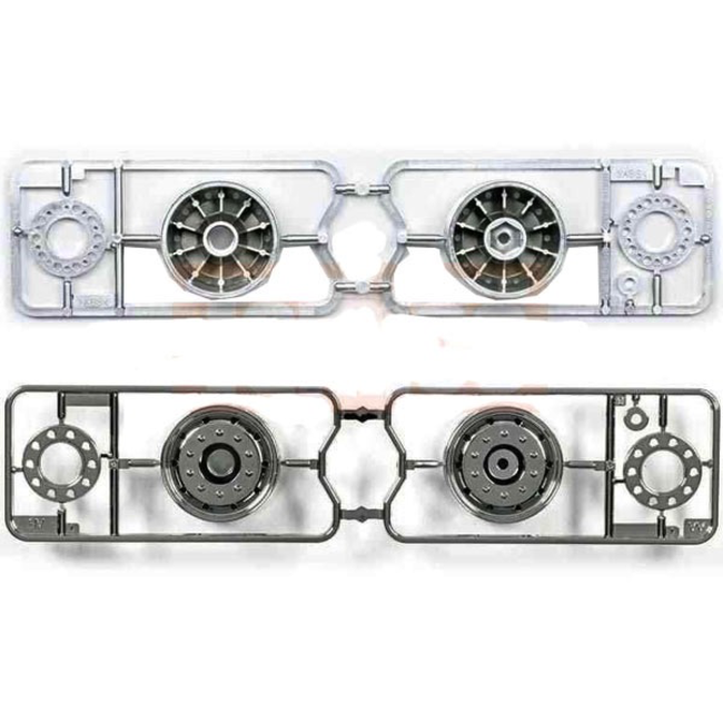 TAMIYA TRACTOR TRUCK FRONT RIMS SHINY CHROME 30MM
