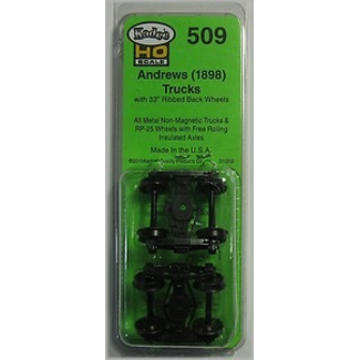 KADEE KADEE HO SCALE 509 ANDREWS (1898) TRUCKS WITH 33" RIBBED BACK WHEELS