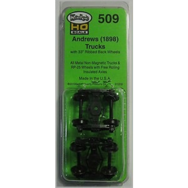 KADEE HO SCALE 509 ANDREWS (1898) TRUCKS WITH 33" RIBBED BACK WHEELS