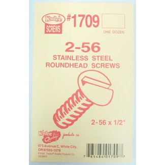 KADEE KADEE SCREW 1709 2-56 X 1/2" STAINLESS STEEL ROUND HEAD SCREWS (12)