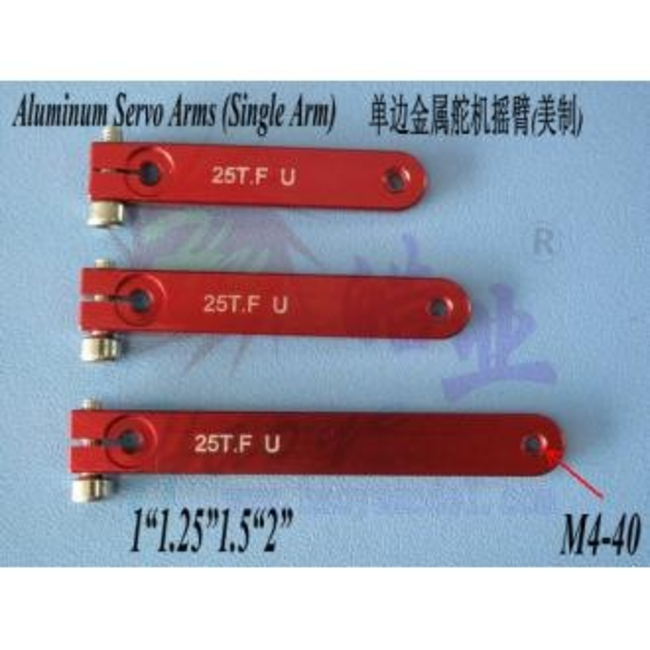 HY ALUMINIUM SERVO ARM SINGLE 1.5" HITEC 24 4-40 THREAD