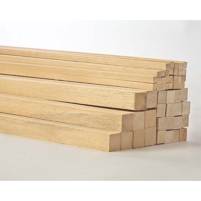 HARDWOOD SQ 6.5 X 6.5 X 1220 RED  1/4 X 1/4 X 48