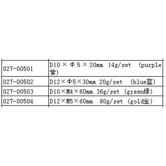 HY GASOLINE ENGINE STANDOFF SET M4xD10x60mm X 4PCS ( OLD CODE HY270503 )