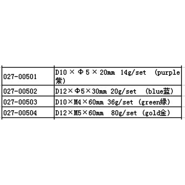 HY GASOLINE ENGINE STANDOFF SET M5xD12x60mm X 4PCS ( OLD CODE HY270504 )
