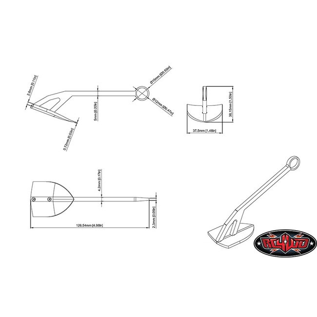 RC4WD 1/10 Large winch shovel / anchor  for sand