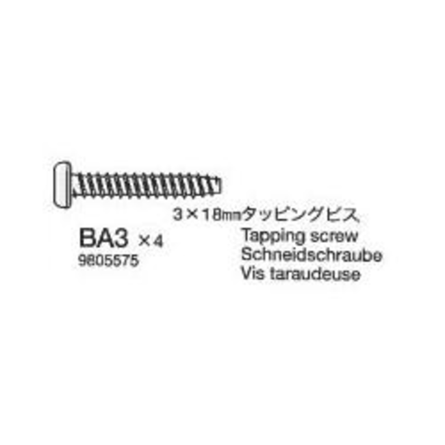 TAMIYA 3x18mm Tapping Screw (10)  Xbg