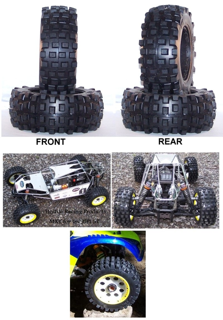 HOSTILE HOSTILE MXT KNOBBY REAR TIRE SET FOR HPI BAJA 5T SOFT COMPOUND