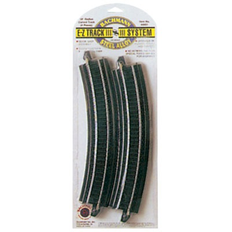 BACHMANN BACHMANN E-Z TRACK SYSTEM 18" RADIUS CURVED TRACK (4) WITH STEEL ALLOY RAIL  44401