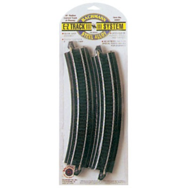 BACHMANN E-Z TRACK SYSTEM 18" RADIUS CURVED TRACK (4) WITH STEEL ALLOY RAIL  44401