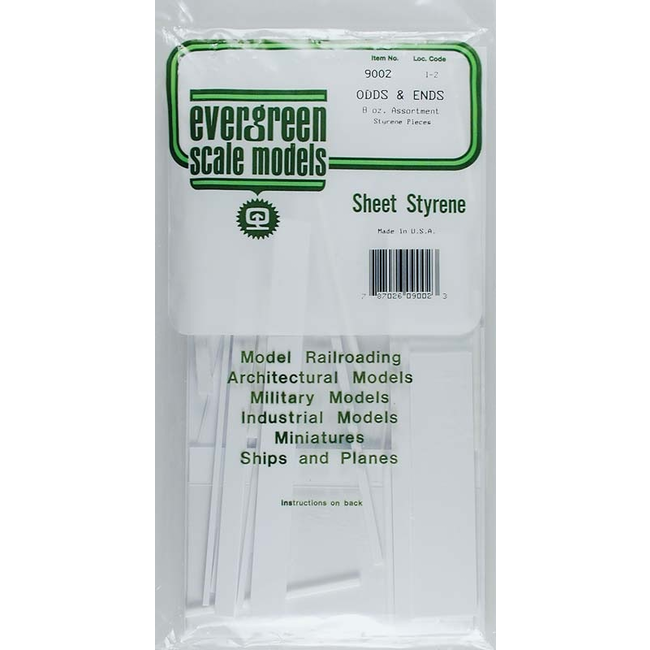 EVERGREEN ODDS AND ENDS 8OZ ASSORTMENT STYRENE PIECES 9002